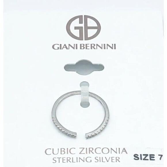 Sterling Silver Open Band Ring (Size 7) CZ Style Women's Fashion Trendy Chic NWT